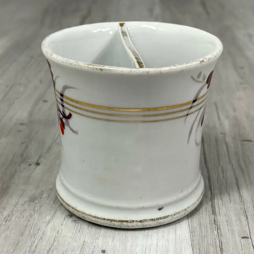 Antique Excelsior Hand Painted Porcelain Oak Leaf Acorn Shaving Scuttle Mug